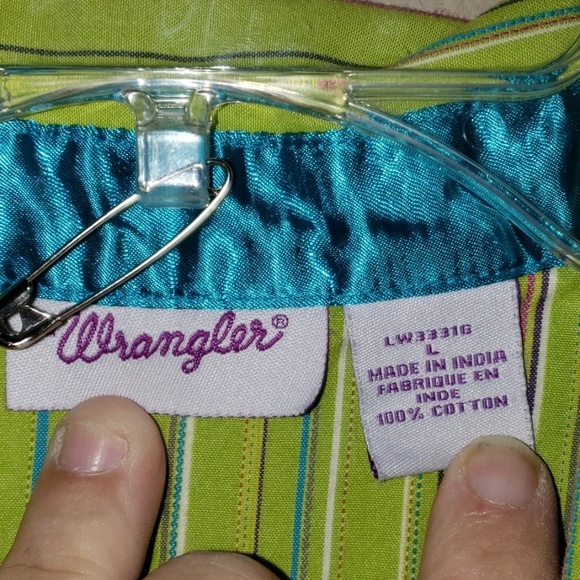 Wrangler Green striped embroidery western top - Picture 7 of 8